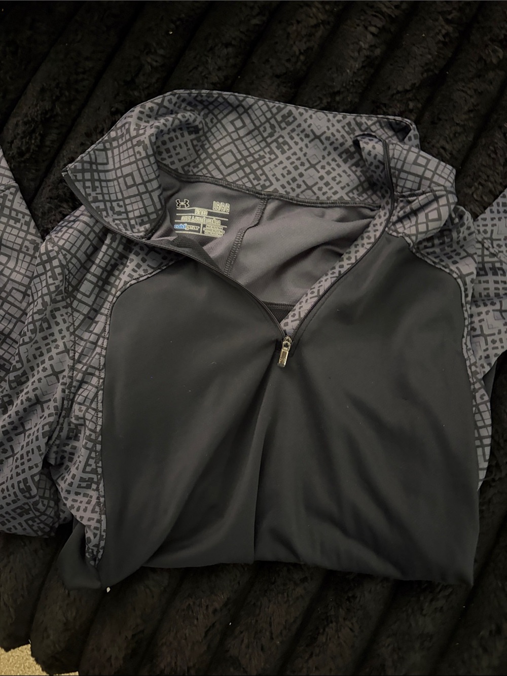 Under Armour Black Pullover with Gray Patterned Sleeves